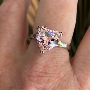 Pink CZ Heart Stainless Steel Ring